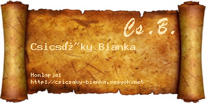 Csicsáky Bianka névjegykártya