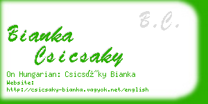 bianka csicsaky business card